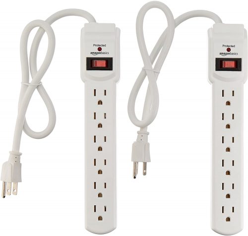 A Pack Of 2 With White 6 Outlet Power Strip 