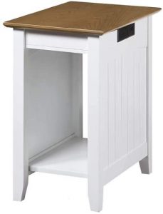 Convenience Concepts Edison End Table with Charging Station, Driftwood/White