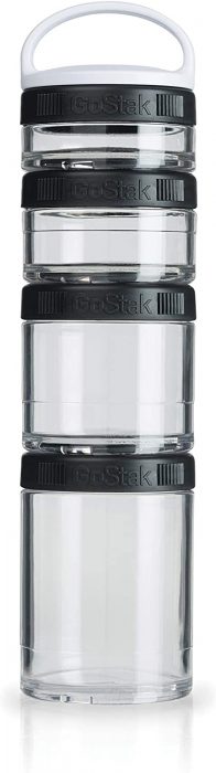 Blender Bottle GoStak Twist n' Lock Storage Jars, 4-Piece Starter Pak, Black