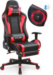 GTRACING Reclining Gaming Chair With Bluetooth Speaker For Music And Footrest