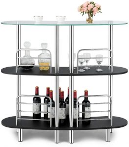 COSTWAY With 3 Tier Modern Bar Cabinet