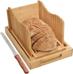 Kitchen Seven With Crumb Tray Wooden Bread Slicer 