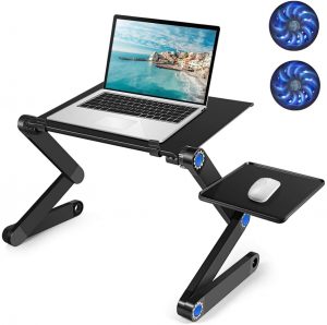 Laptop Table with 2 CPU Cooling Fans and Mouse Pad 