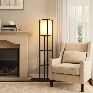 Floor Lamp lighting with Three Storage Shelves